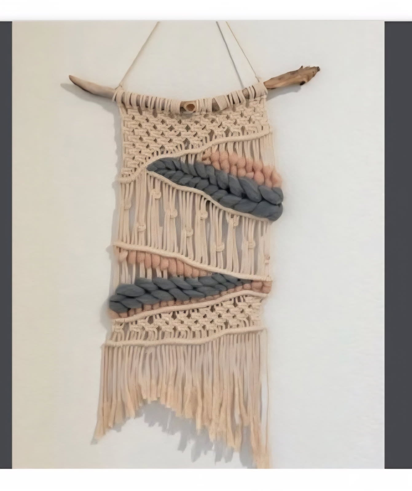 Macrame Wall Hanging: Pink detail