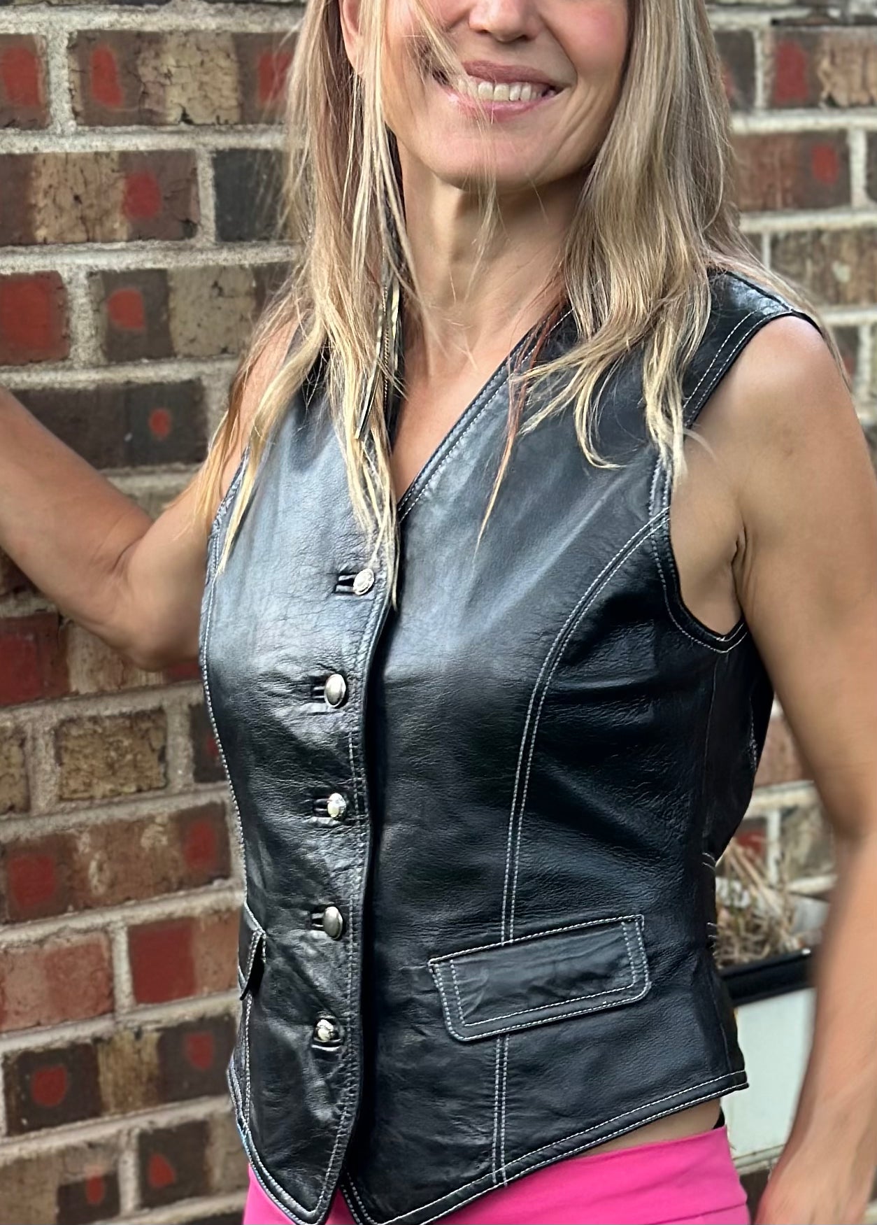 Leather Vest with Embroidery