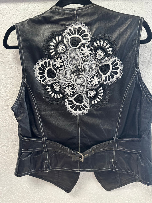 Leather Vest with Embroidery