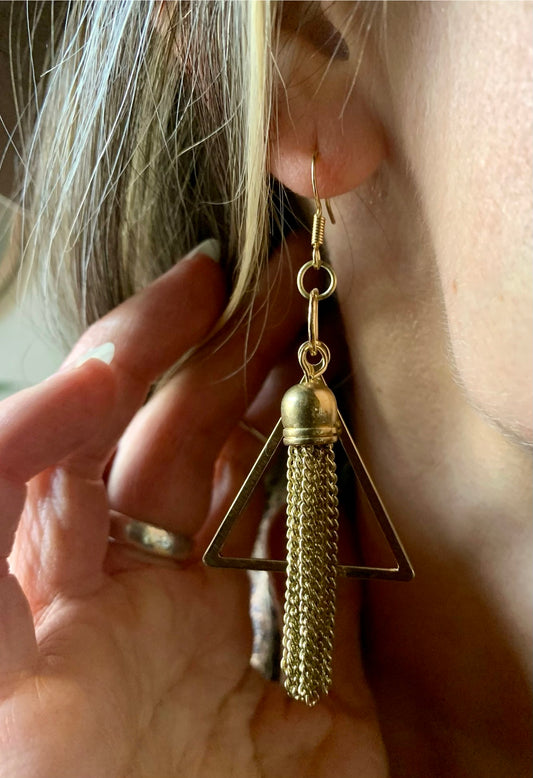 Tassel Triangle Earrings